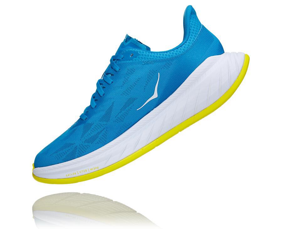 Hoka Australia One One Carbon X 2 - Mens Running Shoes Blue/White - CHTYW-6508